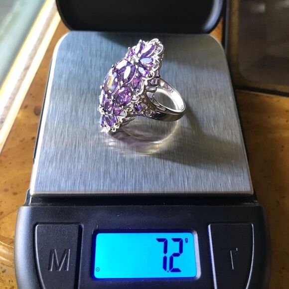 Natural African Amethyst Sterling Silver Ring Size 6 - Picture 8 of 9